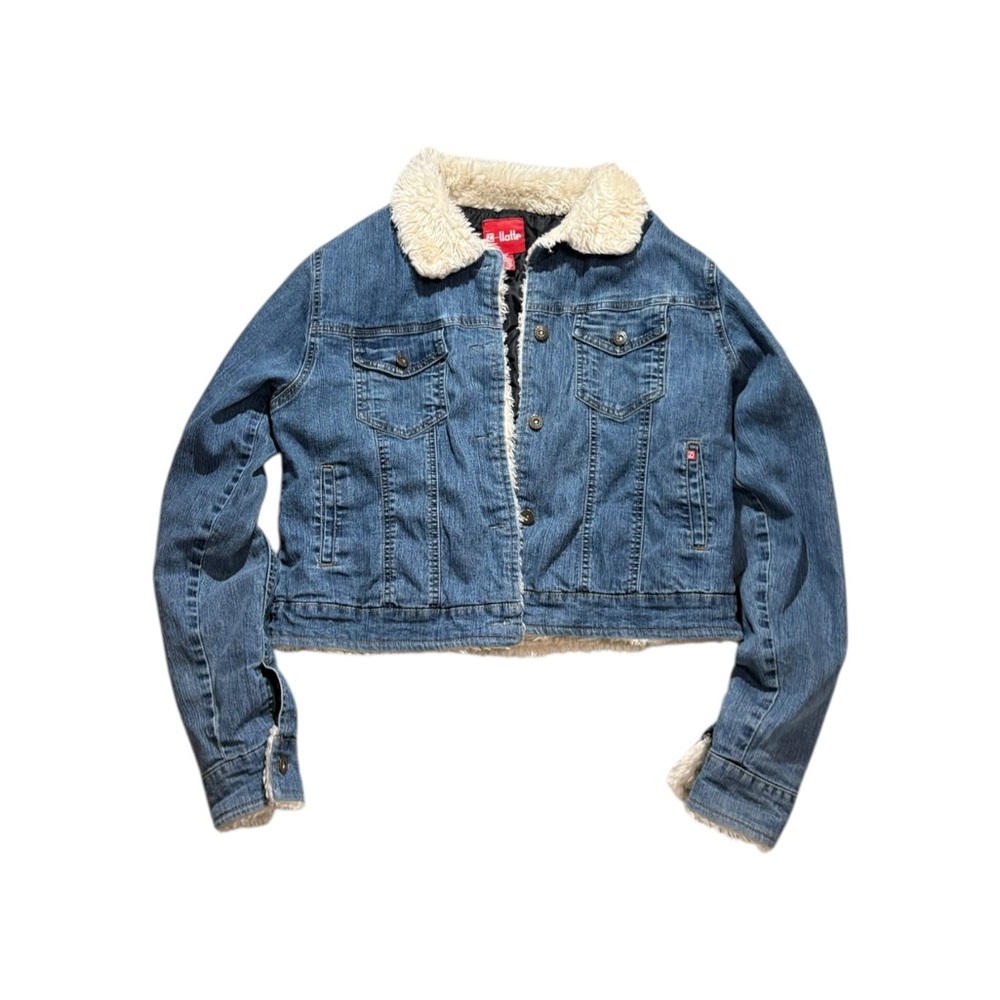Llatte Vintage Faux Fur Trim Denim Jacket